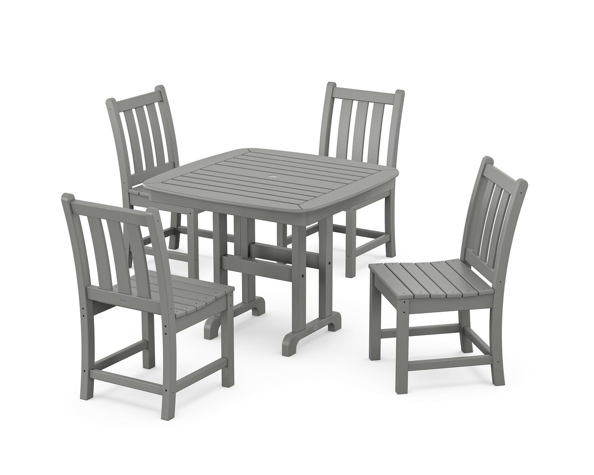 POLYWOOD Traditional Garden Side Chair 5-Piece Dining Set in Slate Grey
