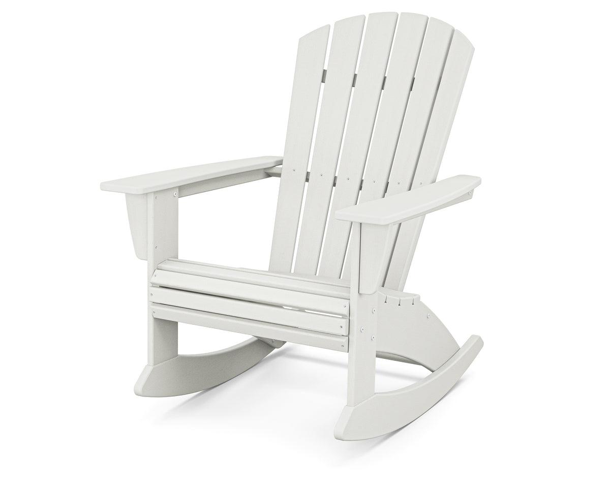 POLYWOOD Nautical Curveback Adirondack Rocking Chair in Vintage White
