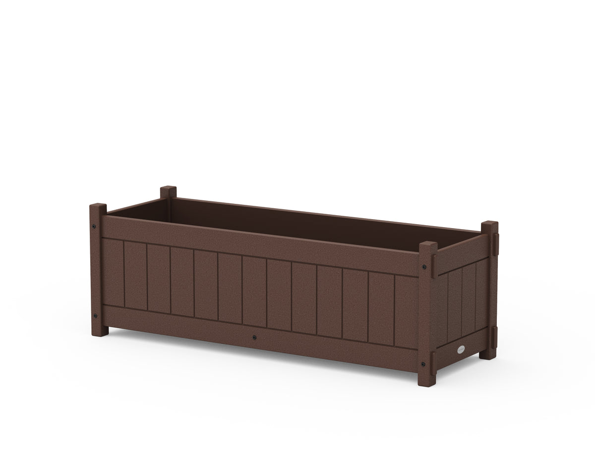 POLYWOOD Vineyard Rectangle Triple Planter Box in Mahogany