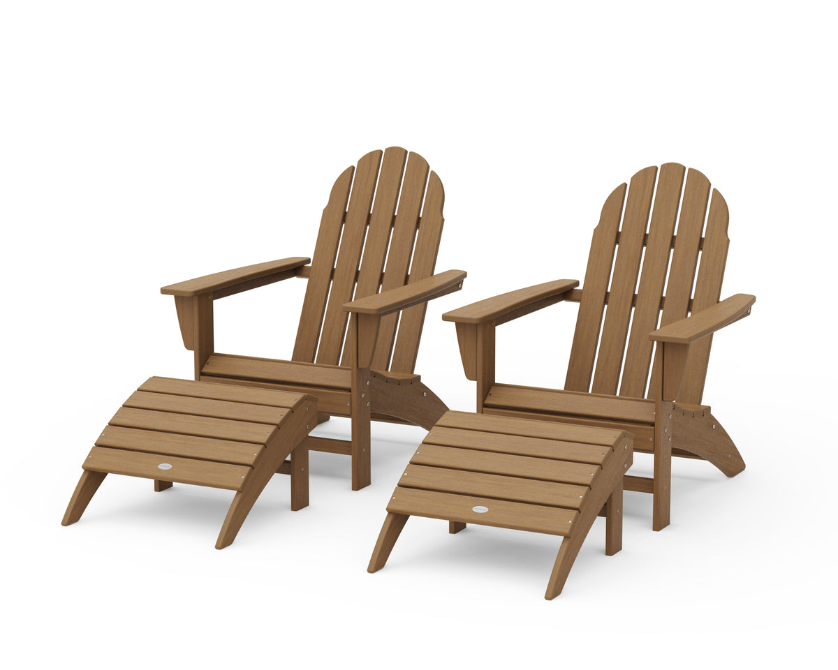 POLYWOOD Vineyard Adirondack Chair 4-Piece Set with Ottomans in Natural