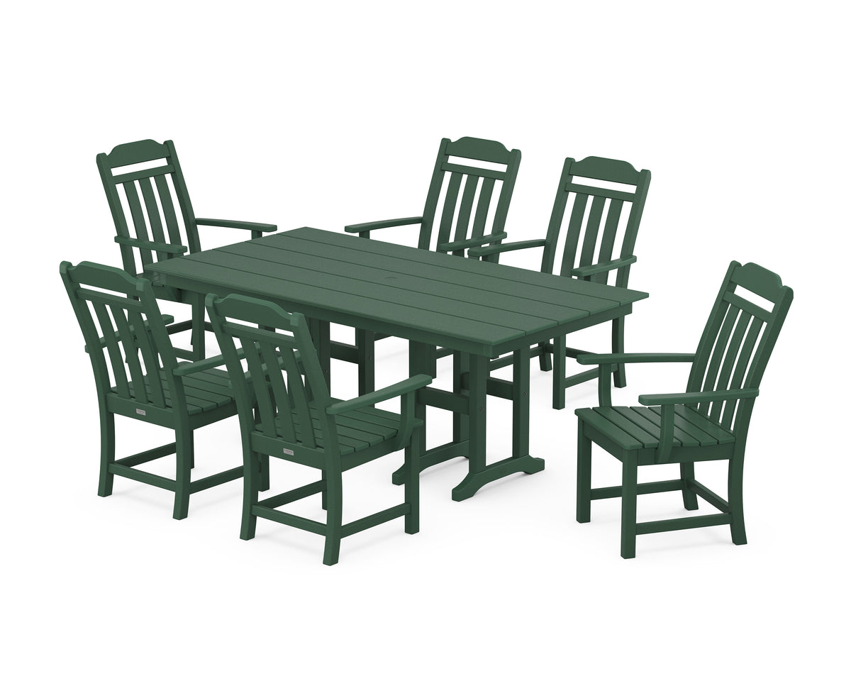 POLYWOOD Cottage Arm Chair 7-Piece Farmhouse Dining Set in Green