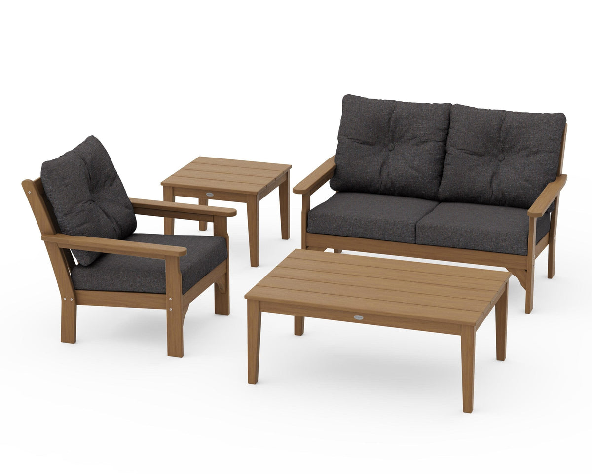 POLYWOOD Vineyard 4-Piece Deep Seating Set in Natural / Ash Charcoal
