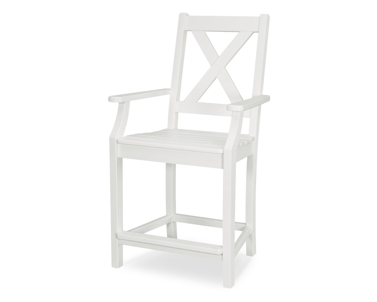POLYWOOD Braxton Counter Arm Chair in Vintage White