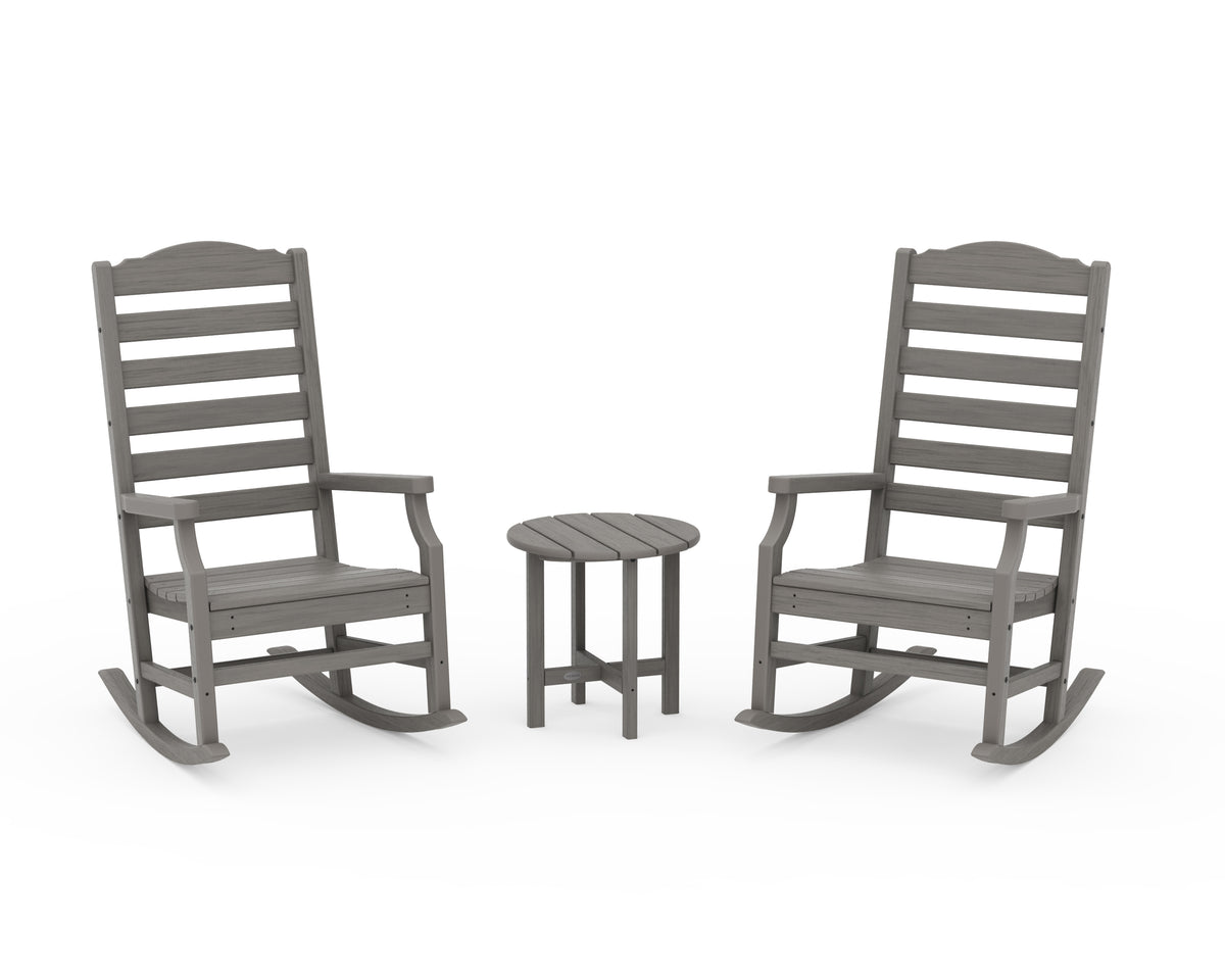 POLYWOOD Savannah 3-Piece Rocking Chair Set in Driftwood