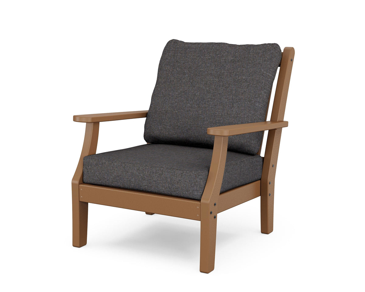 POLYWOOD Wovendale Deep Seating Chair in Teak / Ash Charcoal