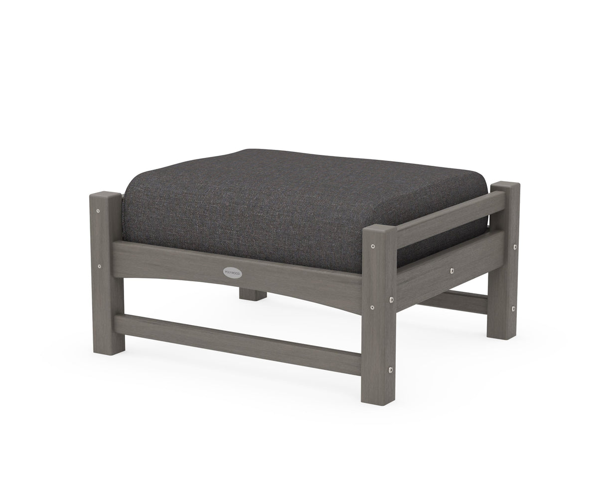 POLYWOOD Club Ottoman in Driftwood / Ash Charcoal