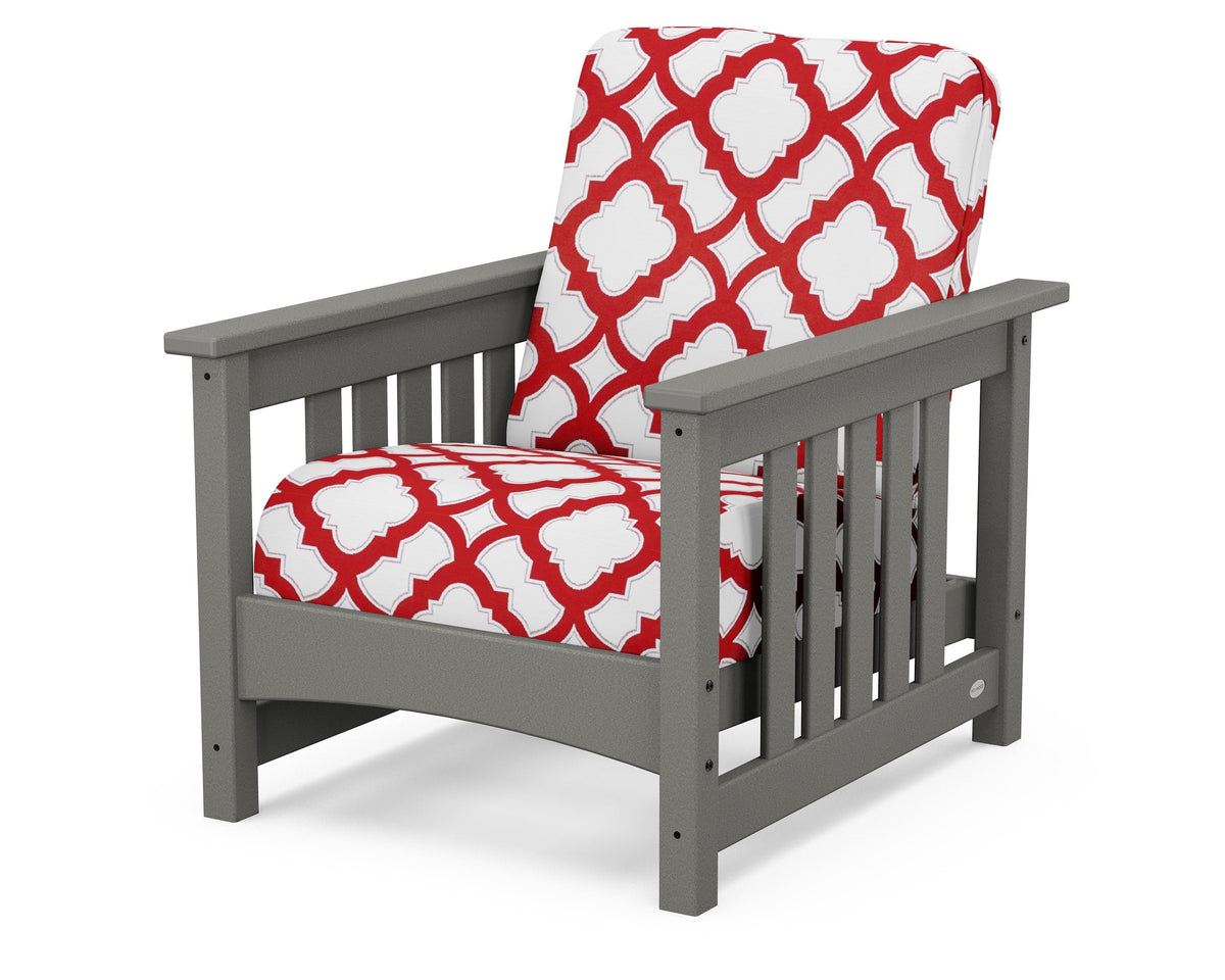 POLYWOOD Club Mission Chair in Slate Grey / Trellis Crimson