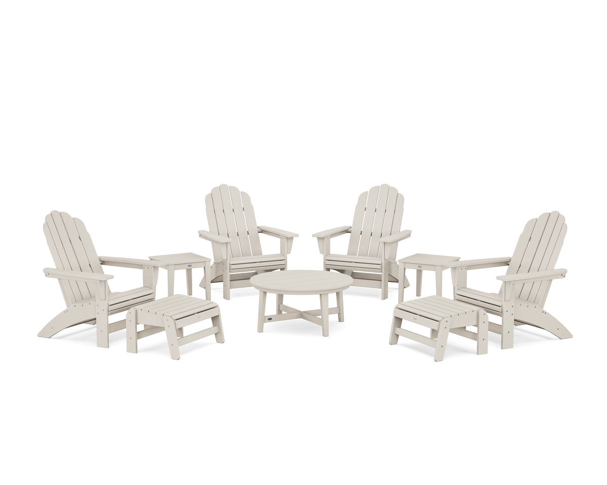 POLYWOOD Vineyard Grand Adirondack 9-Piece Conversation Set in Sand