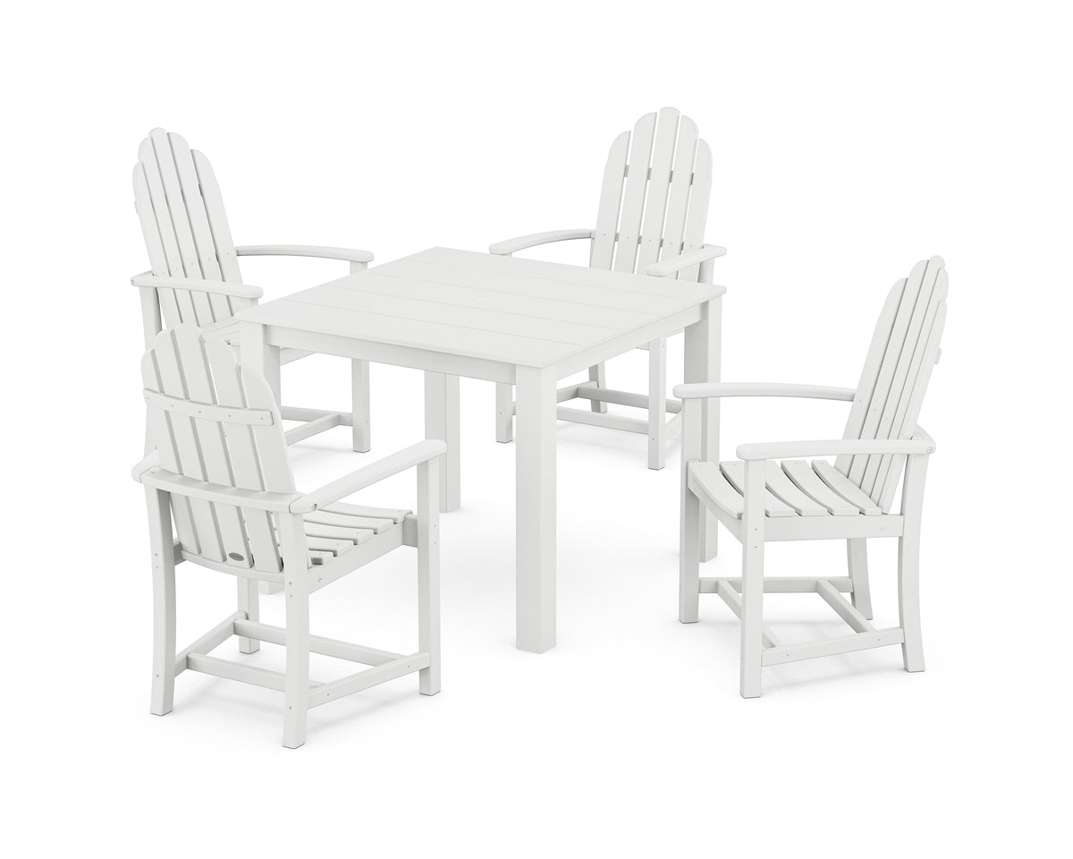 POLYWOOD Classic Adirondack 5-Piece Parsons Dining Set in White