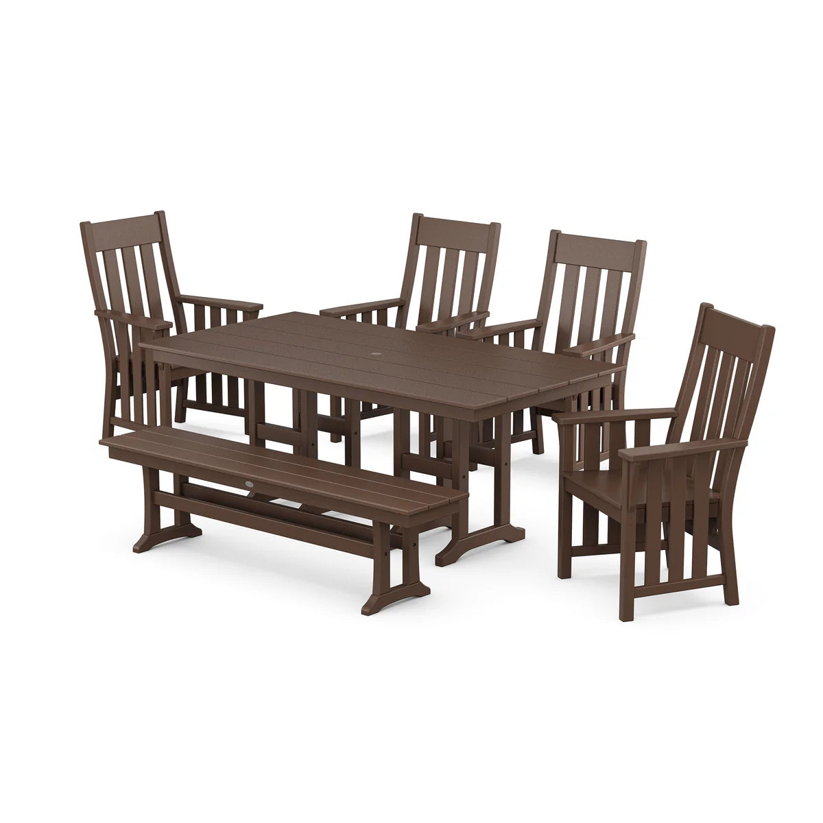 POLYWOOD Acadia 6-Piece Farmhouse Dining Set with Bench
