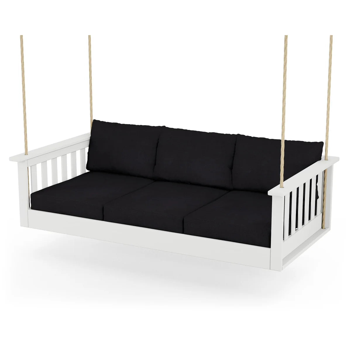 POLYWOOD Vineyard Daybed Swing in White / Midnight Linen