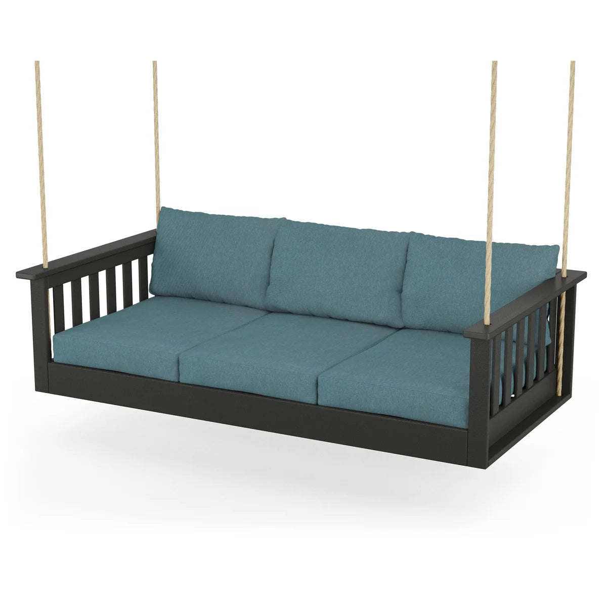 POLYWOOD Vineyard Daybed Swing in Black / Ocean Teal