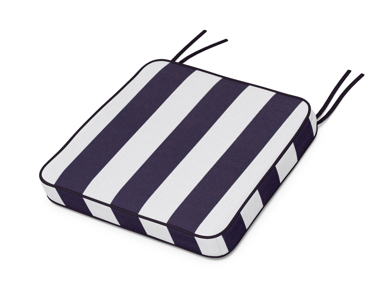 POLYWOOD Chinoiserie Side Chair Seat Cushion in Cabana Stripe Navy