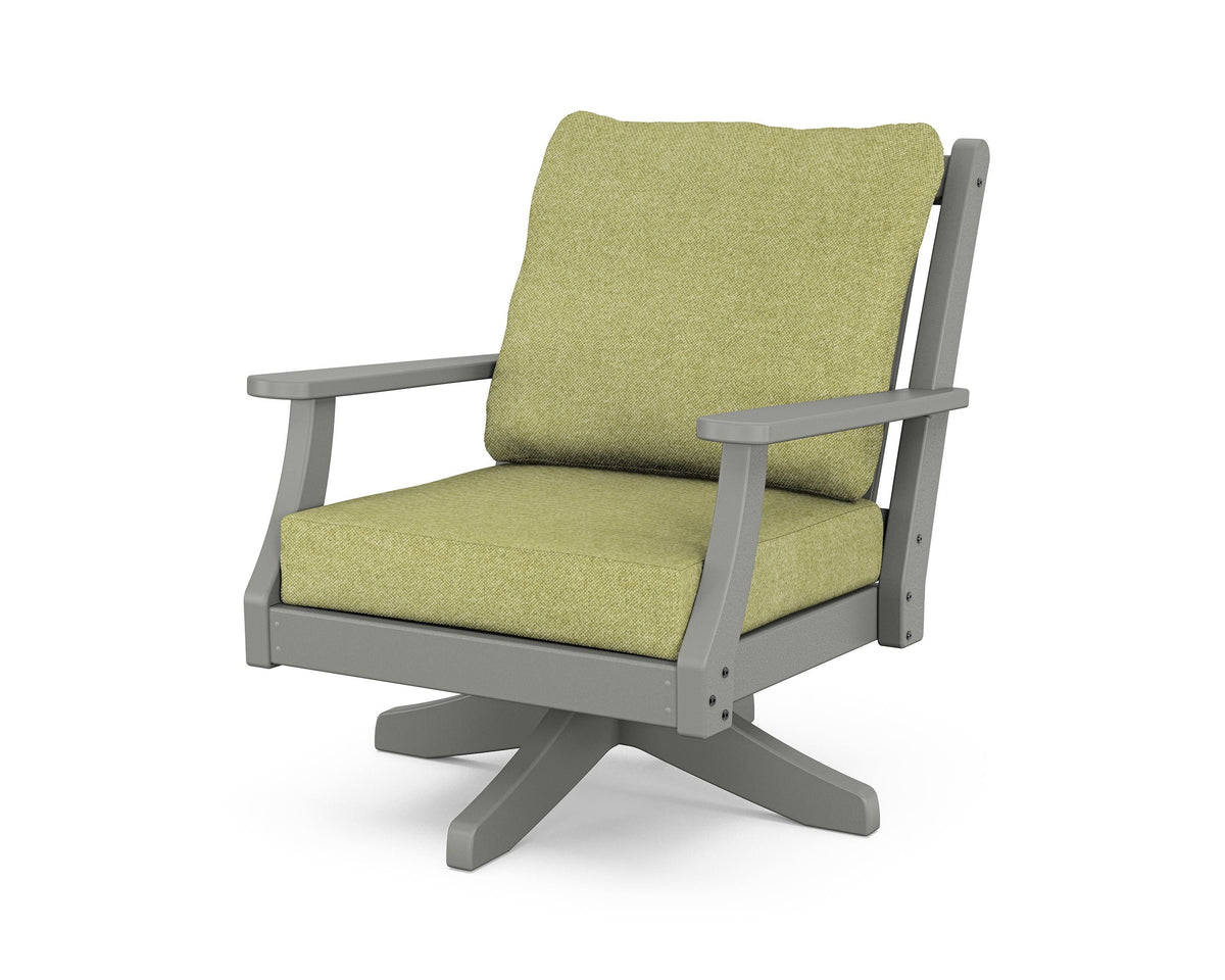 POLYWOOD Wovendale Deep Seating Swivel Chair in Slate Grey / Chartreuse Boucle