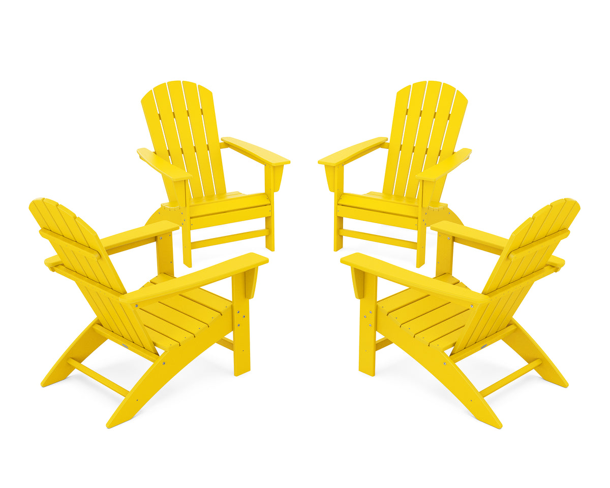 POLYWOOD Nautical 4-Piece Adirondack Conversation Set in Lemon