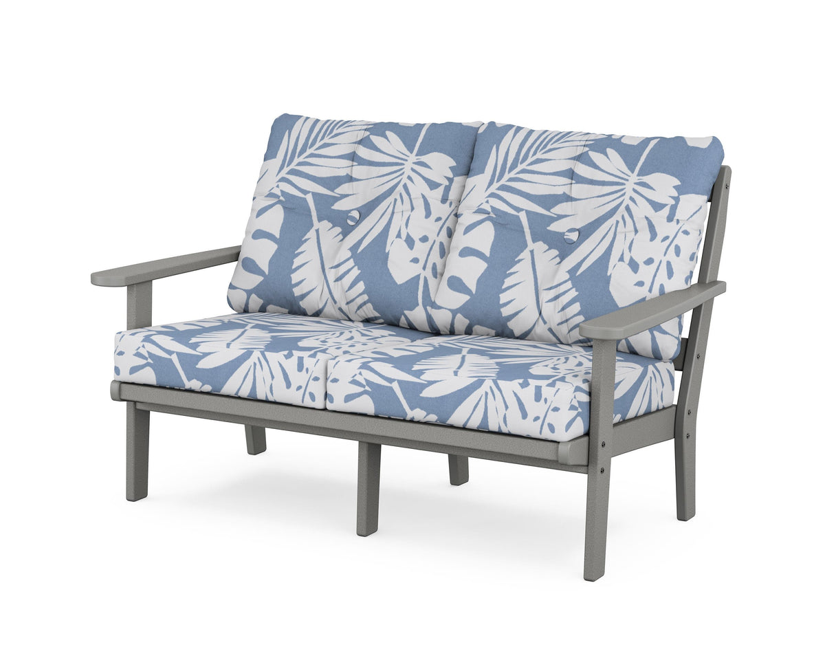 POLYWOOD Mission Deep Seating Loveseat in Slate Grey / Leaf Sky Blue
