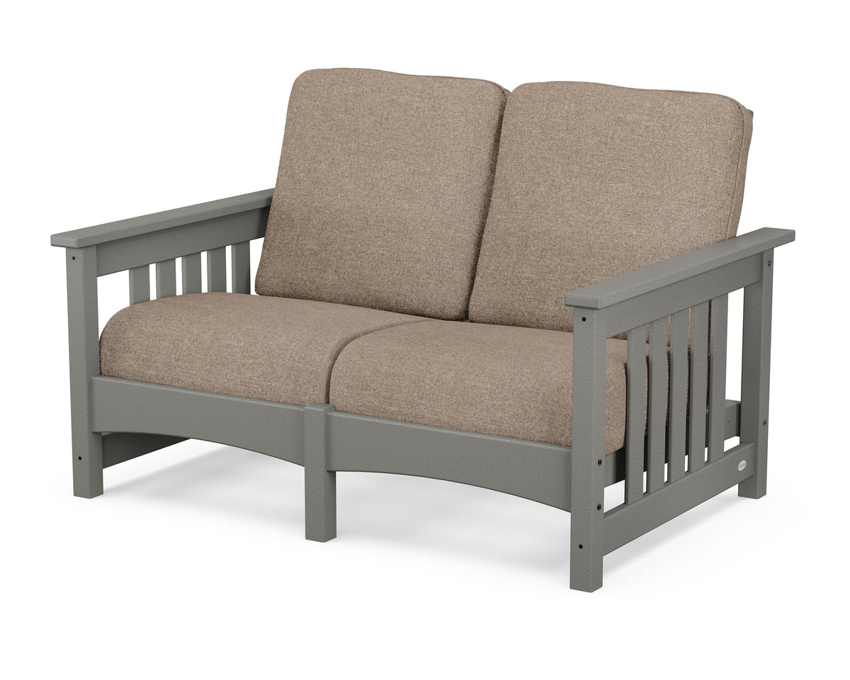 POLYWOOD Club Mission Loveseat in Slate Grey / Spiced Burlap