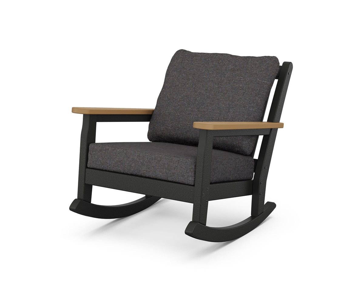 POLYWOOD Chippendale Deep Seating Rocking Chair in Black / Natural / Ash Charcoal