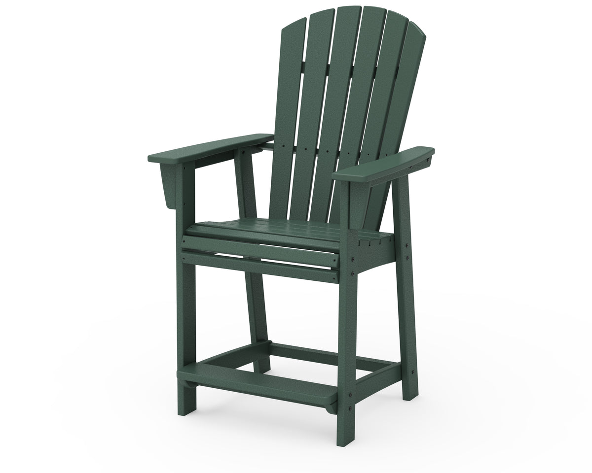 POLYWOOD Nautical Curveback Adirondack Counter Chair in Green