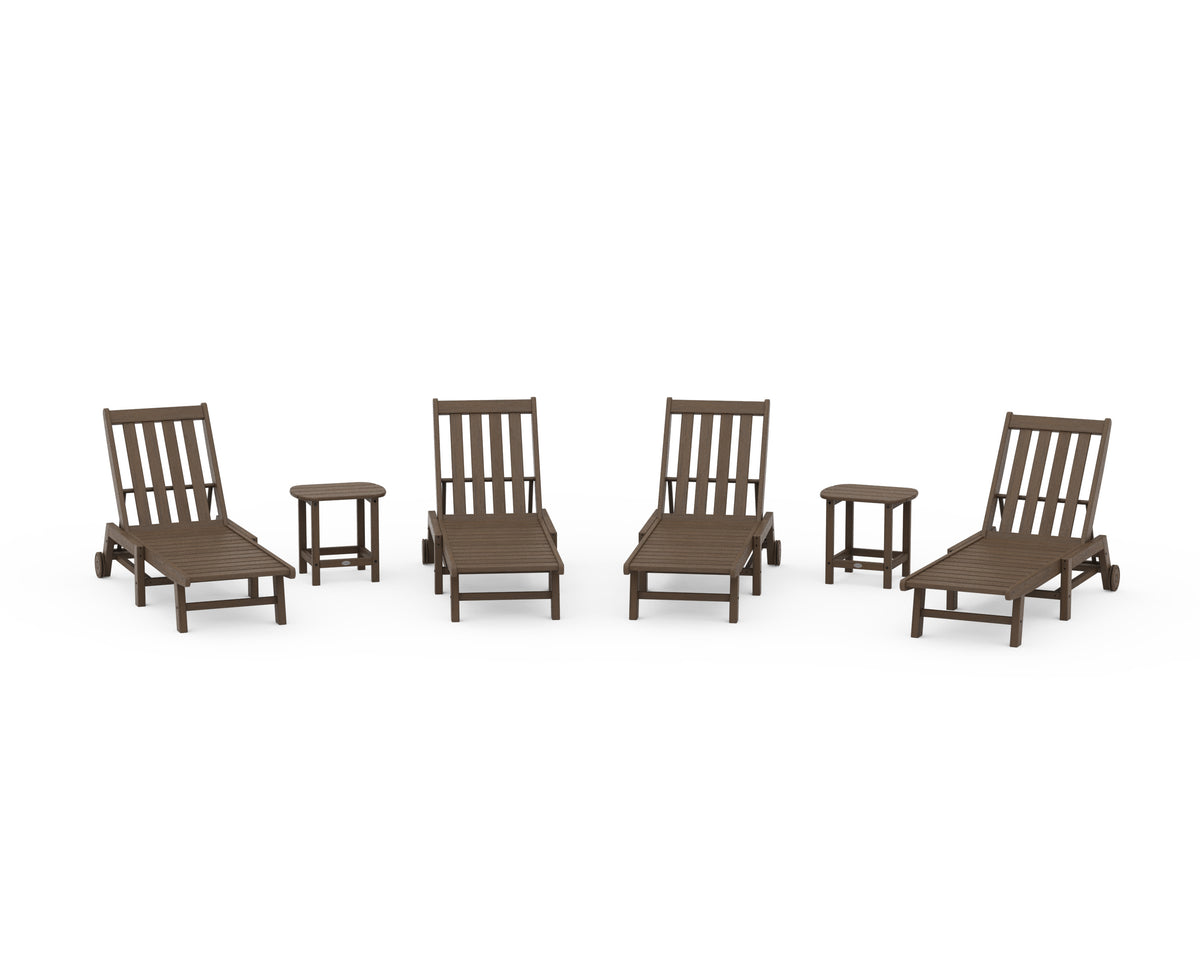 POLYWOOD Vineyard 6-Piece Chaise with Wheels Set in Kona