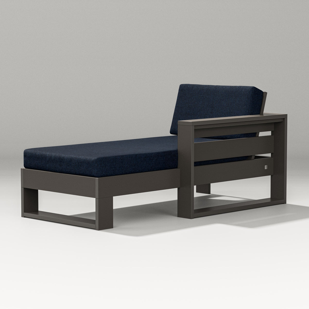 POLYWOOD Latitude Modular Right Arm Chaise in Vintage Coffee / Marine Indigo