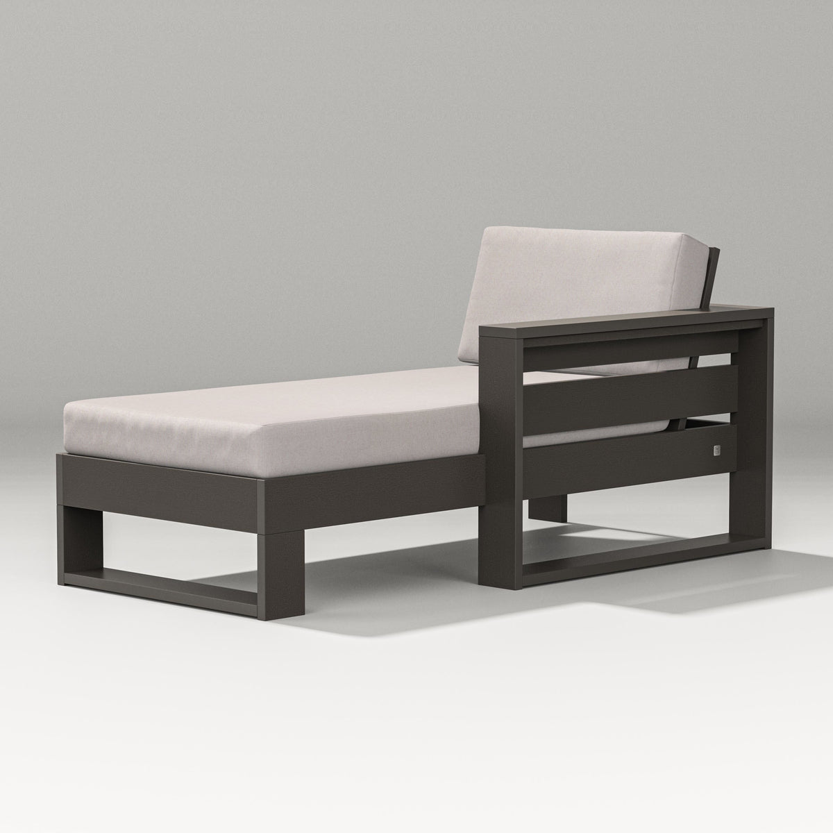 POLYWOOD Latitude Modular Right Arm Chaise in Vintage Coffee / Dune Burlap