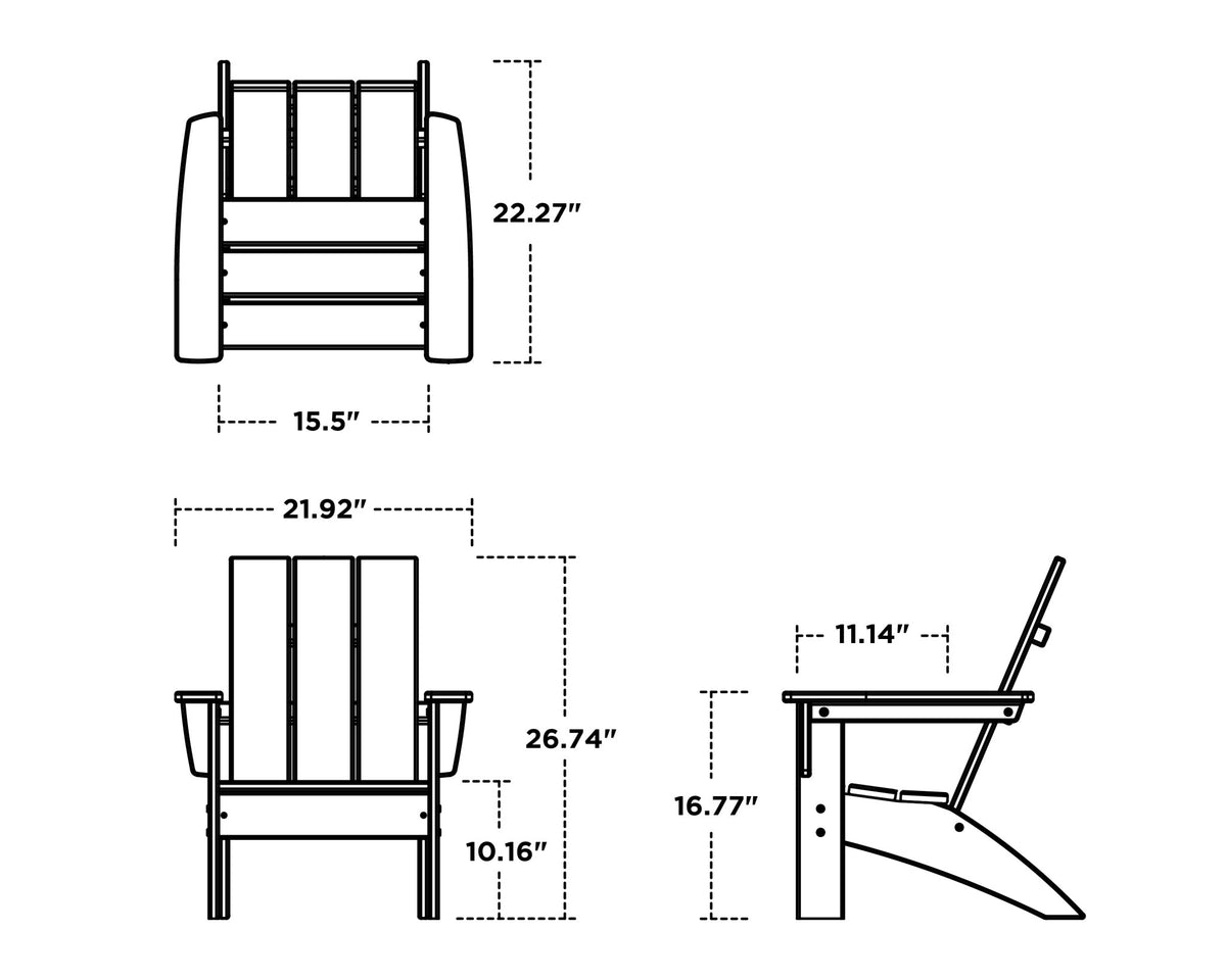 POLYWOOD Kids Modern Adirondack Chair dimensions