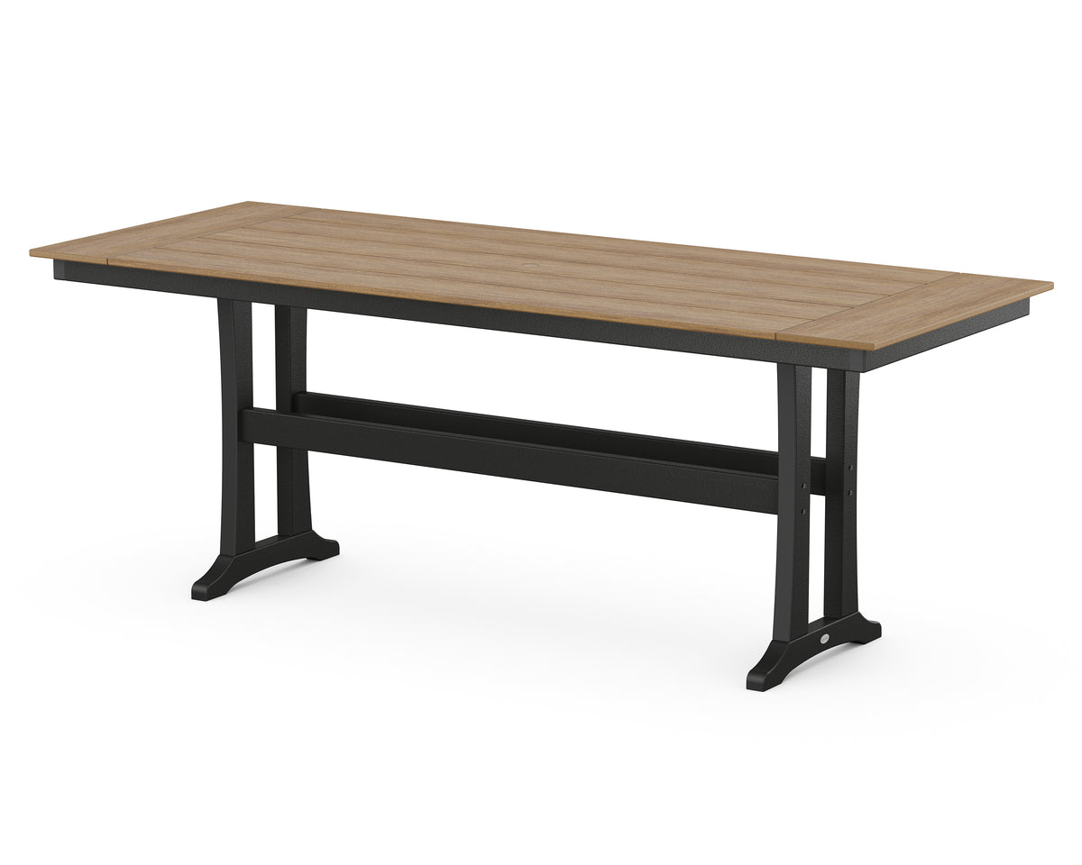 POLYWOOD Farmhouse Trestle 38" x 96" Counter Table in Black / Natural