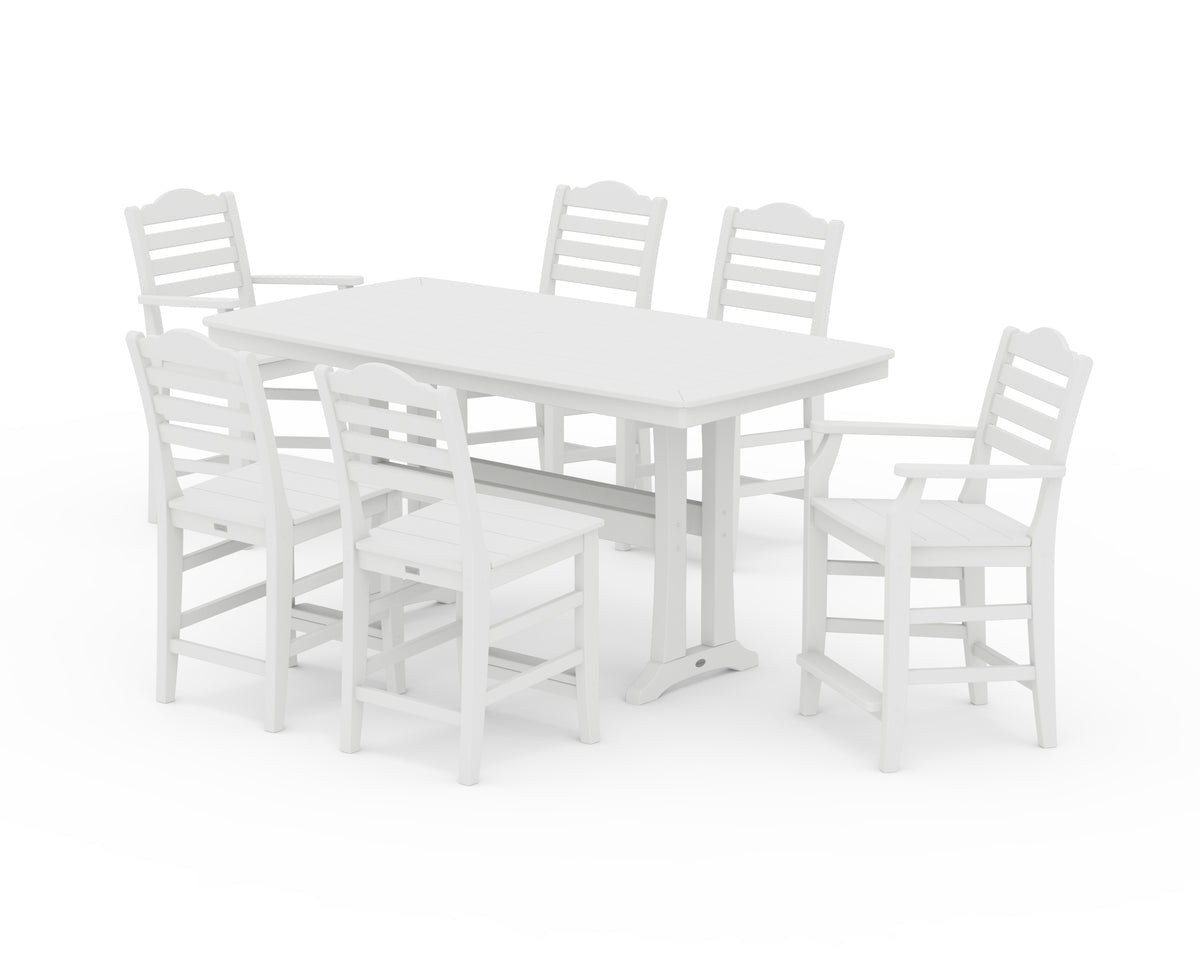 POLYWOOD Savannah 7-Piece Counter Set with Trestle Legs in White