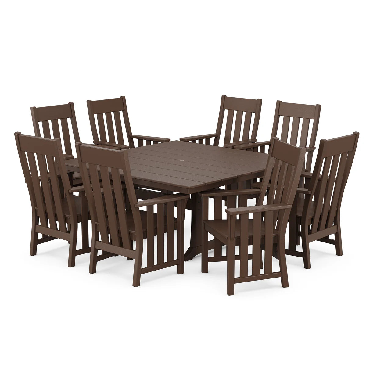 POLYWOOD Acadia 9-Piece Square Farmhouse Dining Set with Trestle Legs