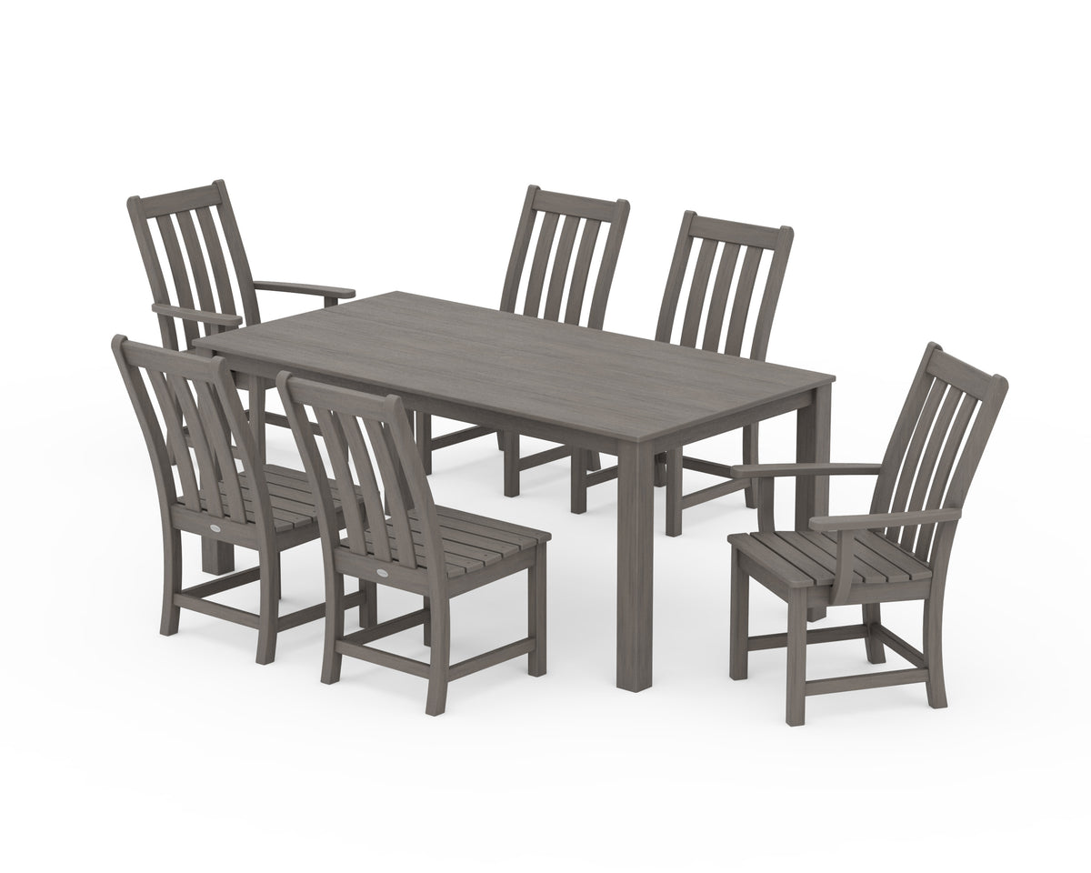 POLYWOOD Vineyard 7-Piece Parsons Dining Set in Driftwood