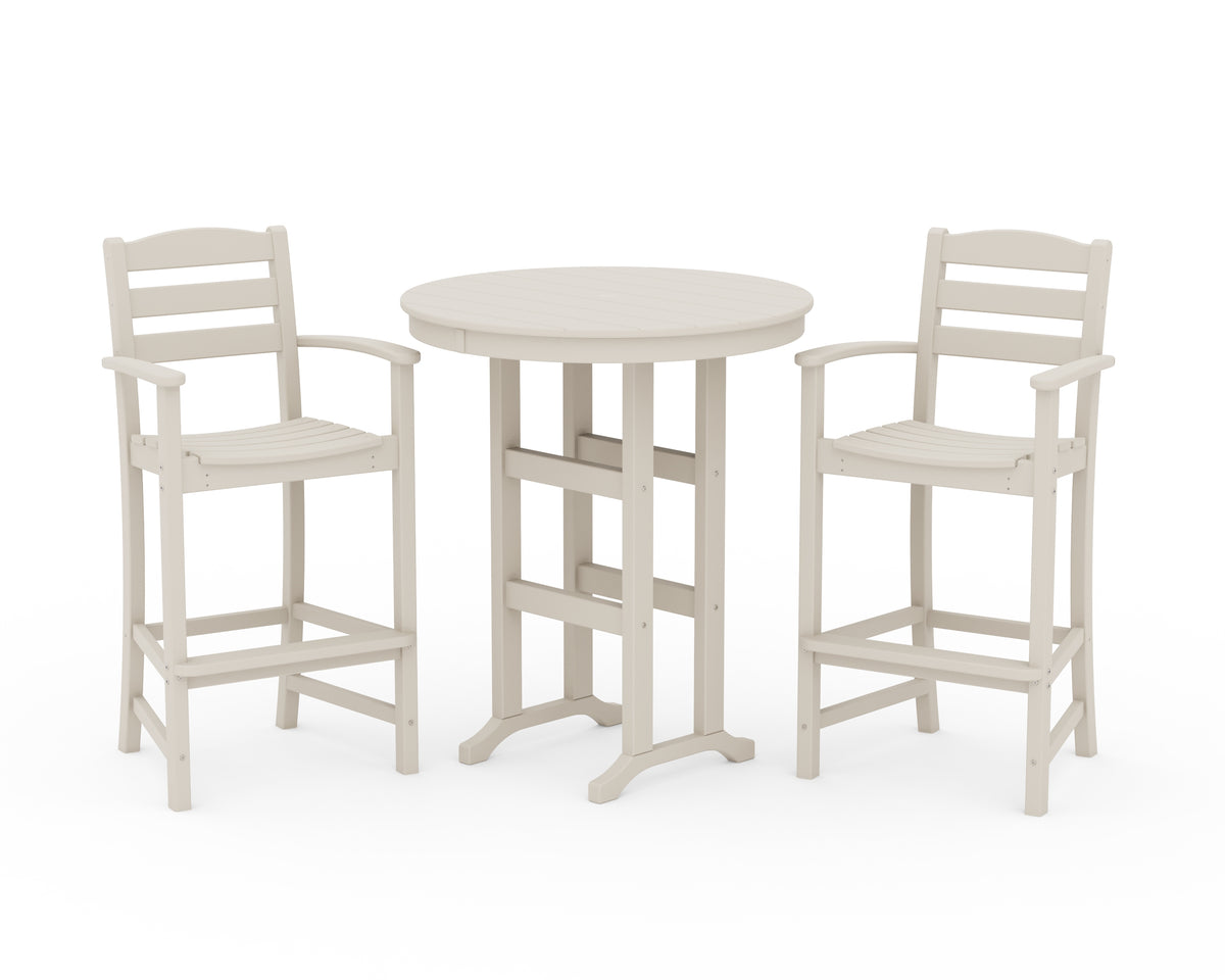 POLYWOOD La Casa Café 3-Piece Round Farmhouse Bar Set in Sand