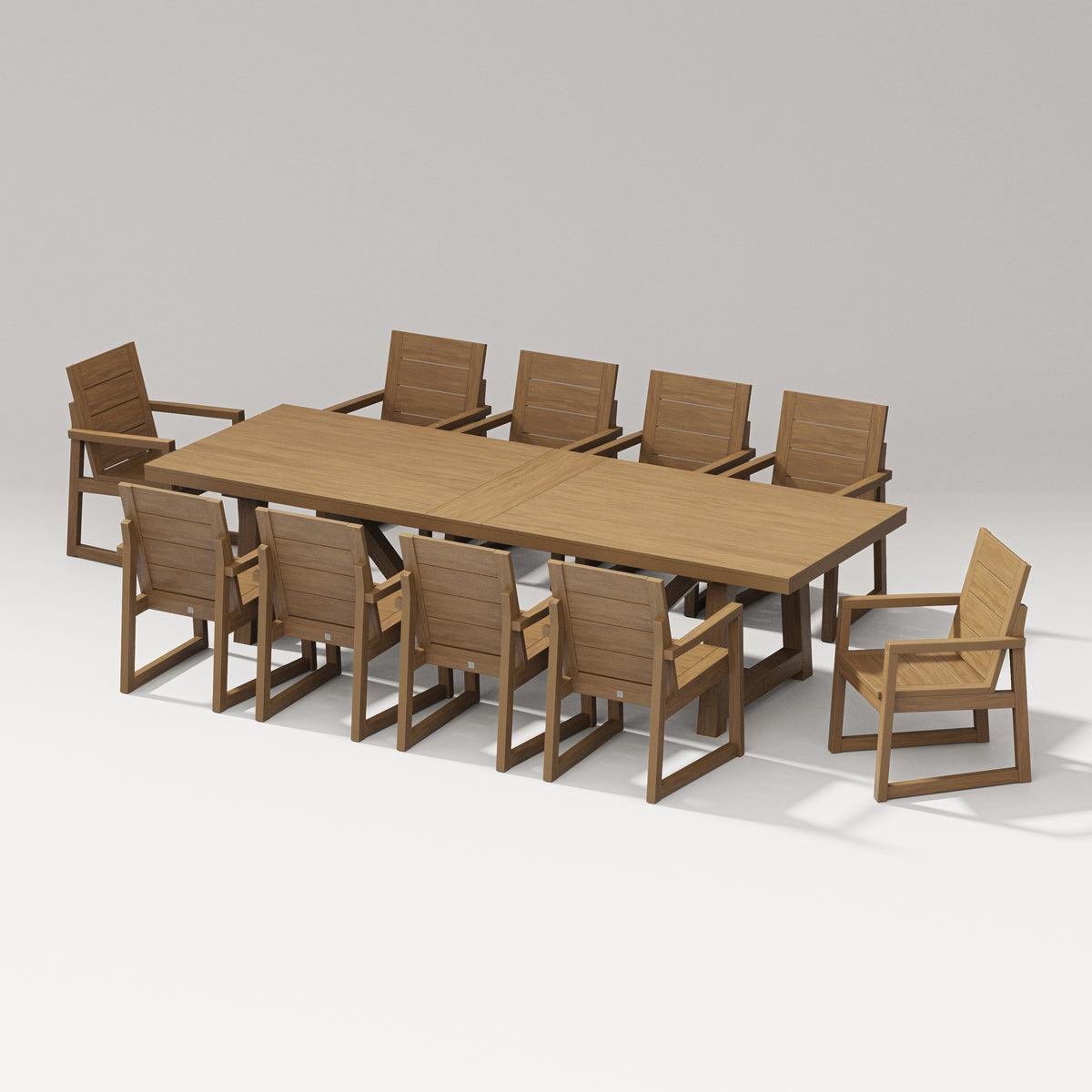 POLYWOOD PW Designer Series Elevate 11-Piece A-Frame Table Dining Set in Natural