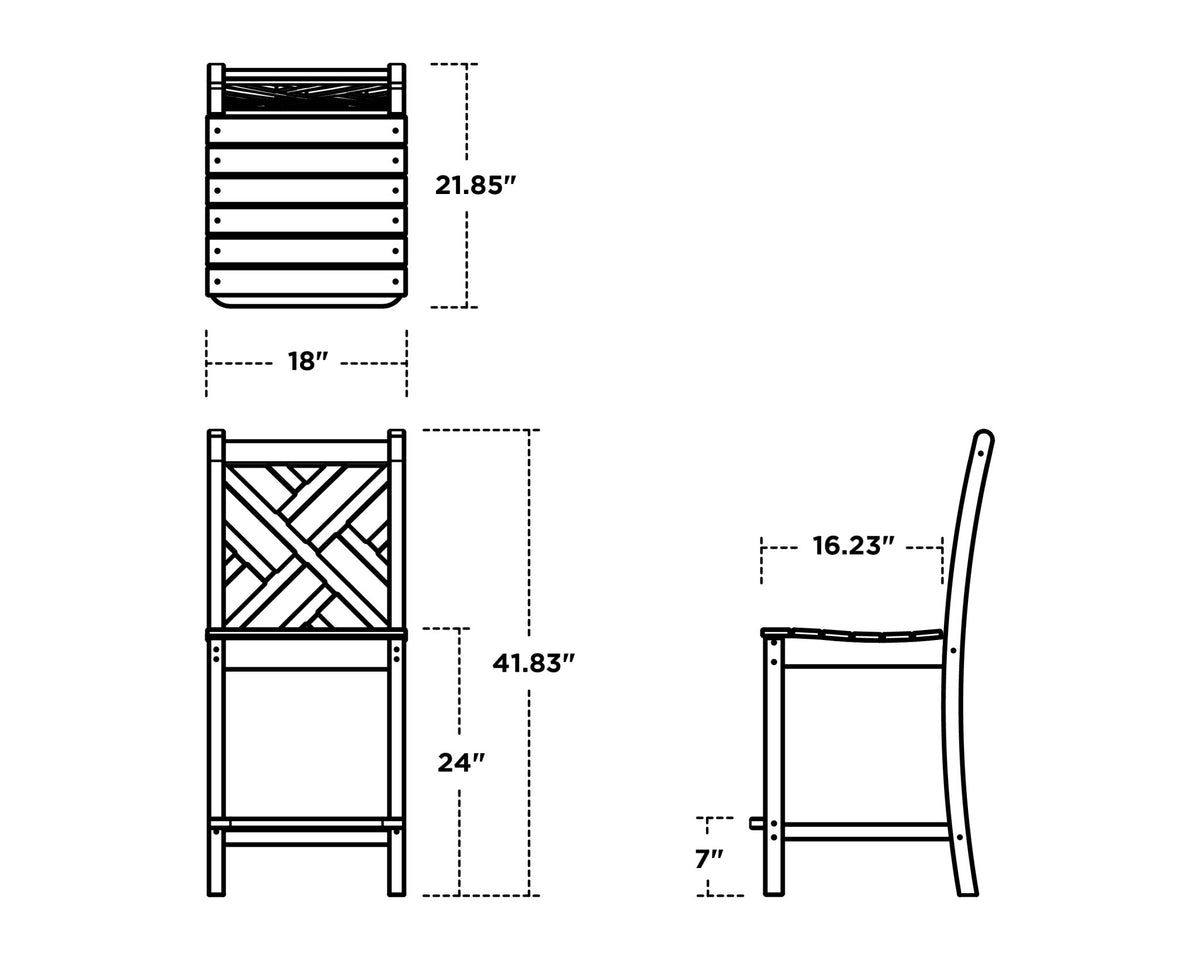 POLYWOOD Chippendale Counter Side Chair dimensions