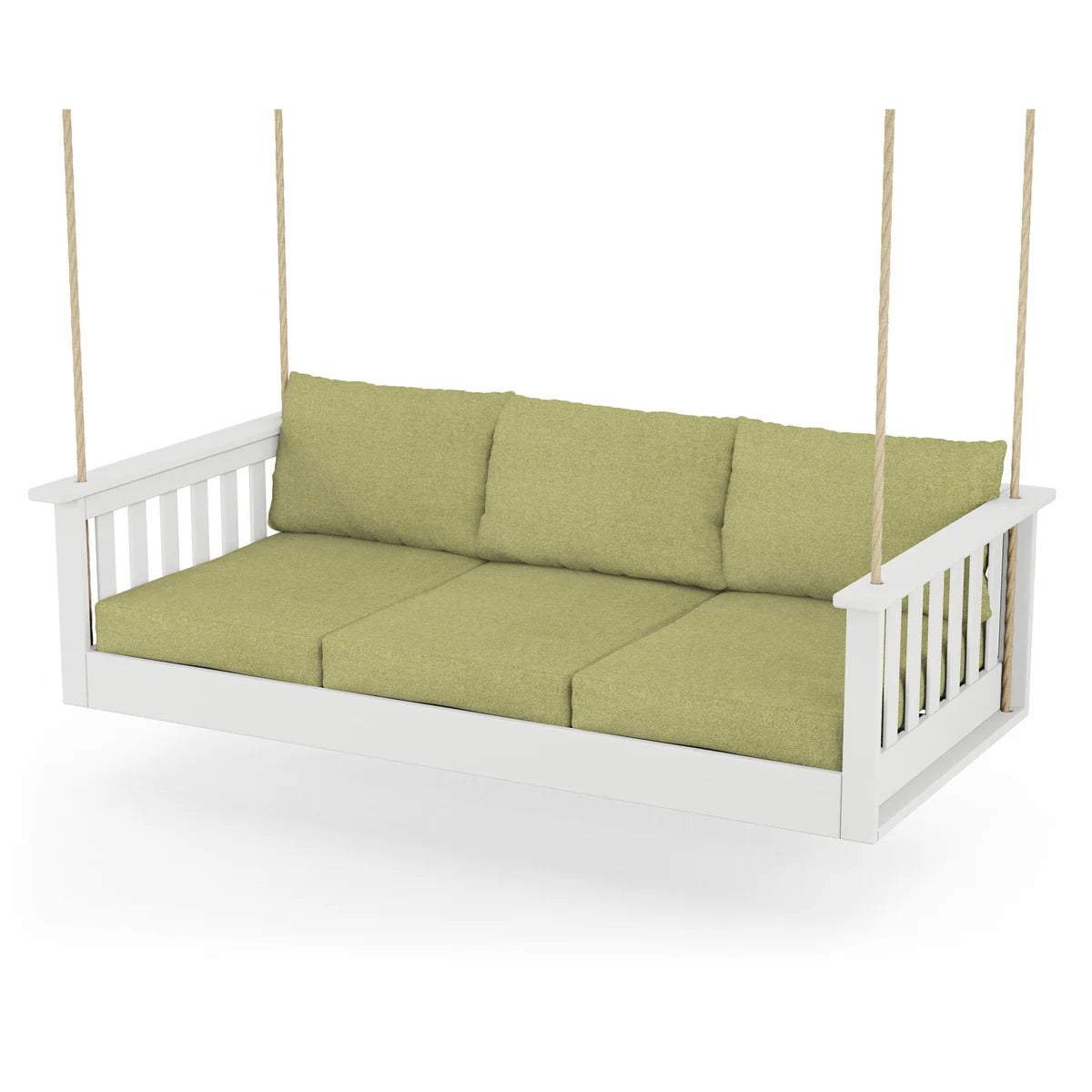 POLYWOOD Vineyard Daybed Swing in White / Chartreuse Boucle