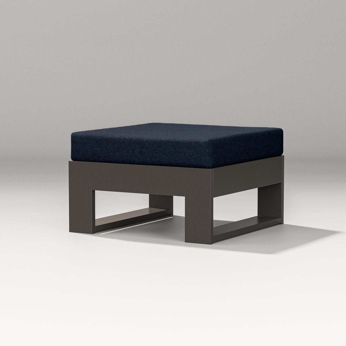 POLYWOOD Latitude Lounge Ottoman in Vintage Coffee / Marine Indigo
