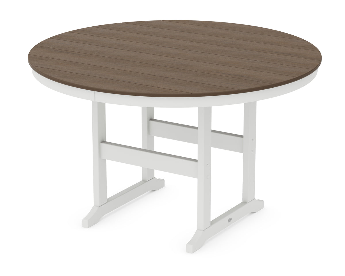 POLYWOOD 60" Round Farmhouse Counter Table in White / Kona