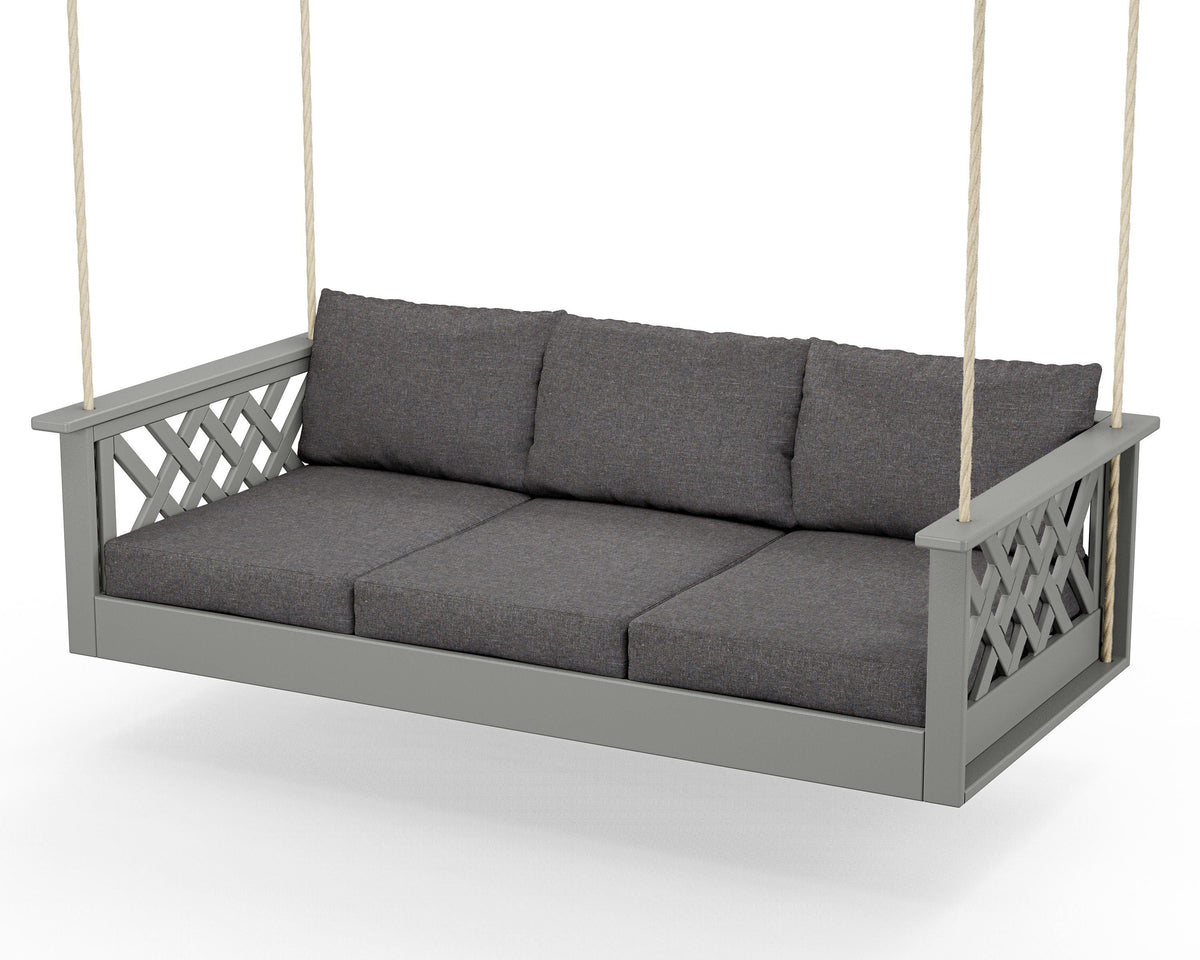 POLYWOOD Wovendale Daybed Swing in Slate Grey / Ash Charcoal