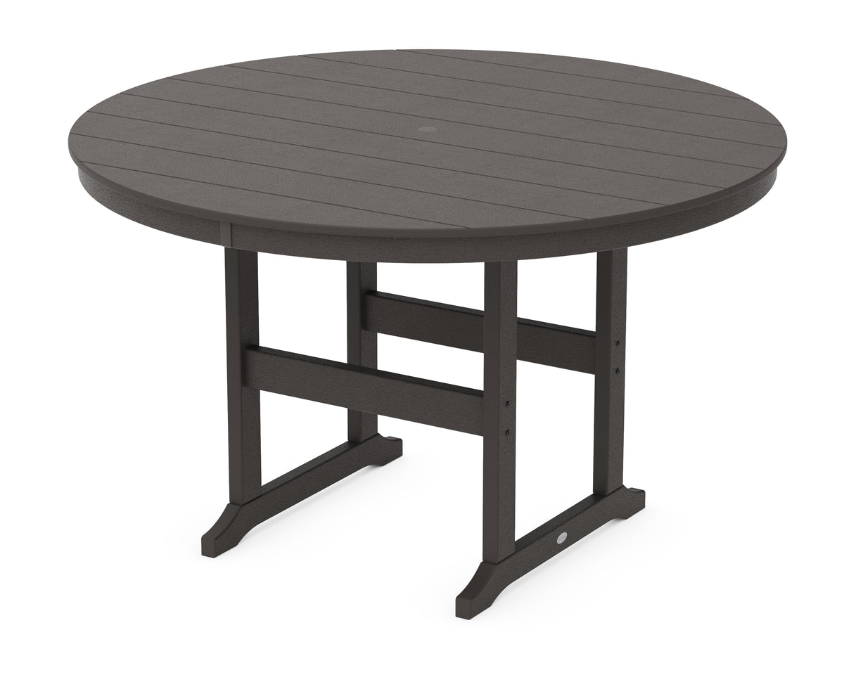 POLYWOOD 60" Round Farmhouse Counter Table in Vintage Coffee