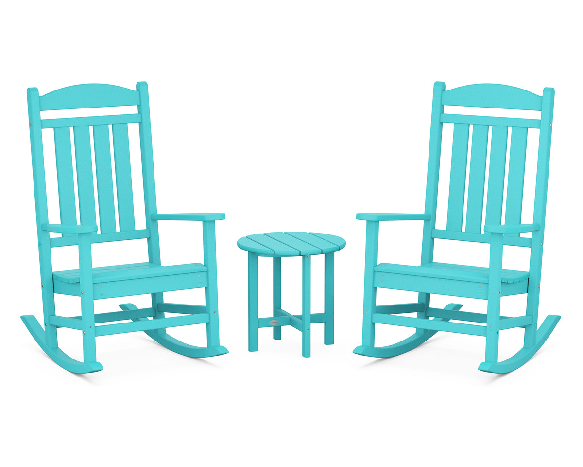 POLYWOOD Presidential 3-Piece Rocker Set with Round Side Table in Aruba
