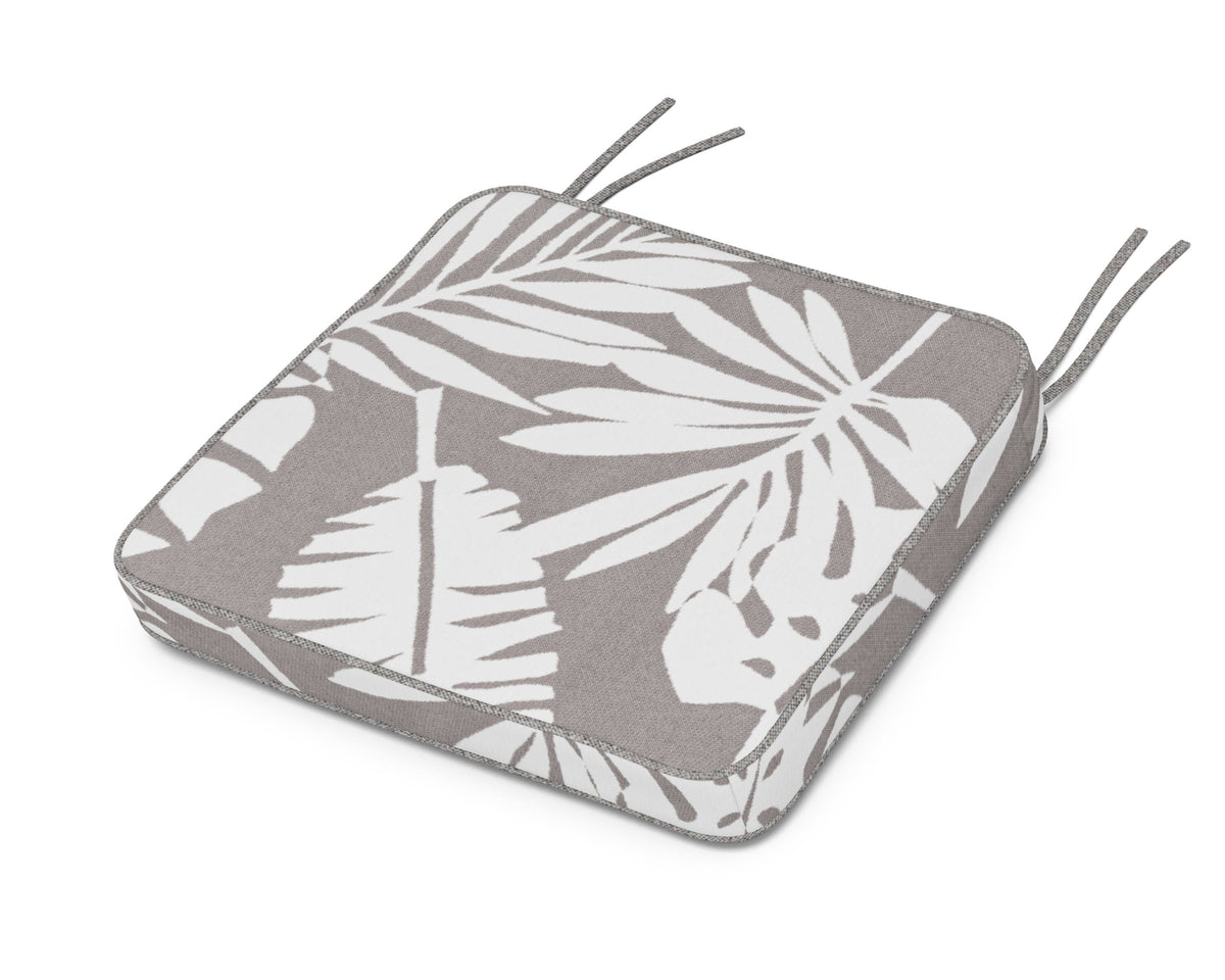 POLYWOOD Chinoiserie Arm Chair Seat Cushion in Leaf Grey Mist