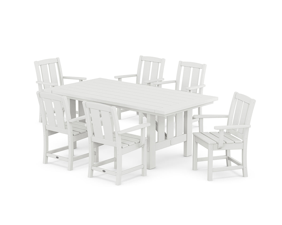 POLYWOOD Mission Arm Chair 7-Piece Mission Dining Set in White
