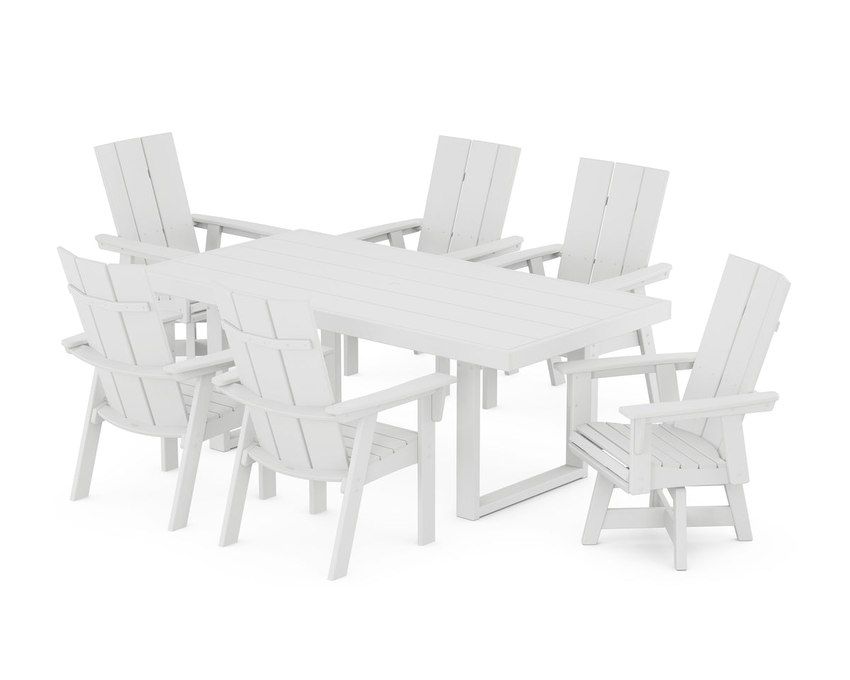 POLYWOOD Modern Adirondack 7-Piece Dining Set in White