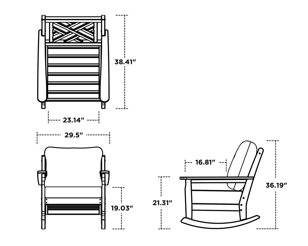 POLYWOOD Chippendale Deep Seating Rocking Chair dimensions
