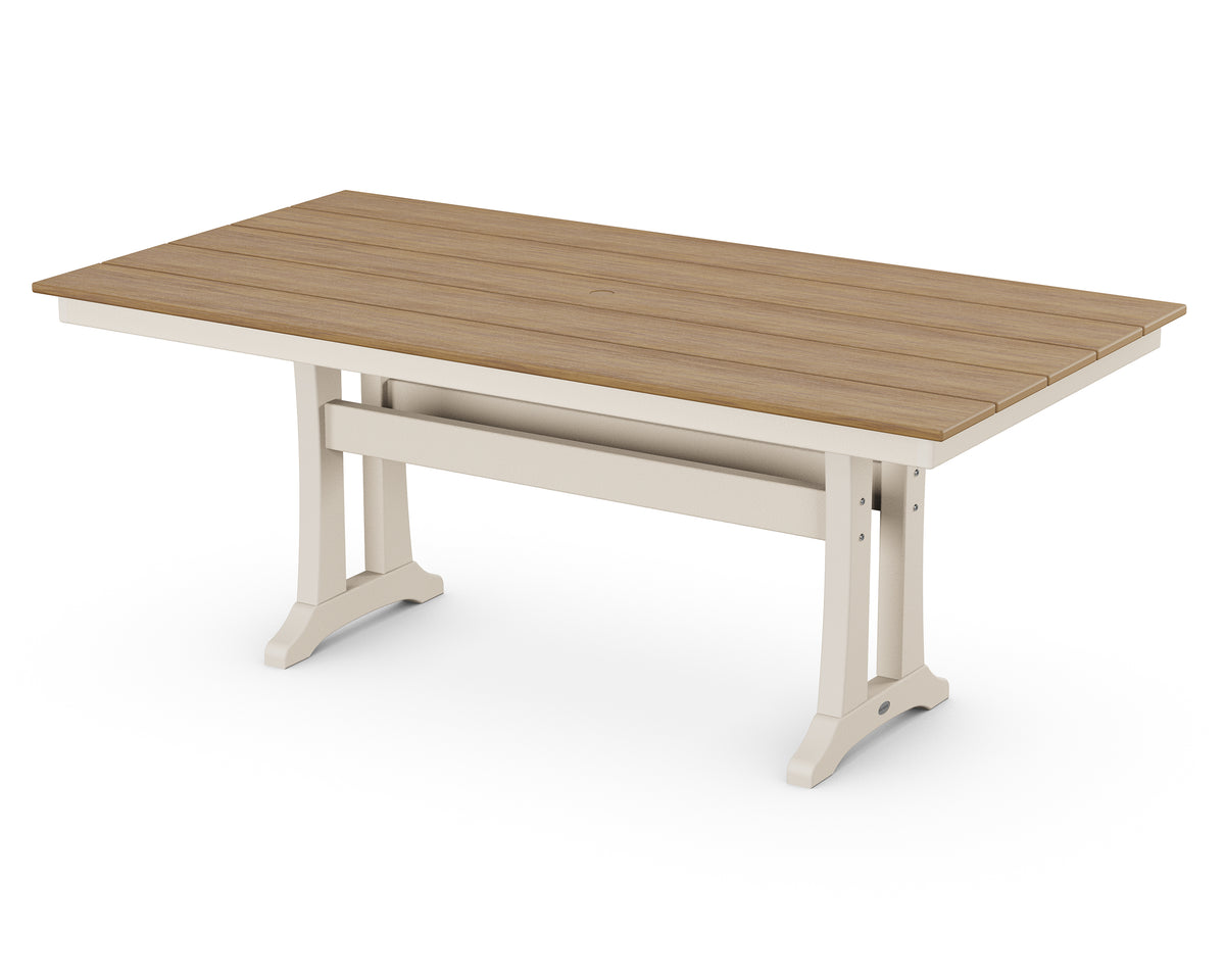 POLYWOOD Farmhouse Trestle 37" x 72" Dining Table in Sand / Natural