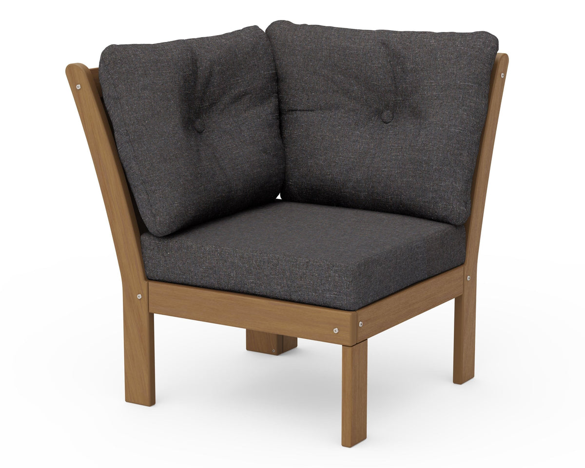 POLYWOOD Vineyard Modular Corner Chair in Natural / Ash Charcoal