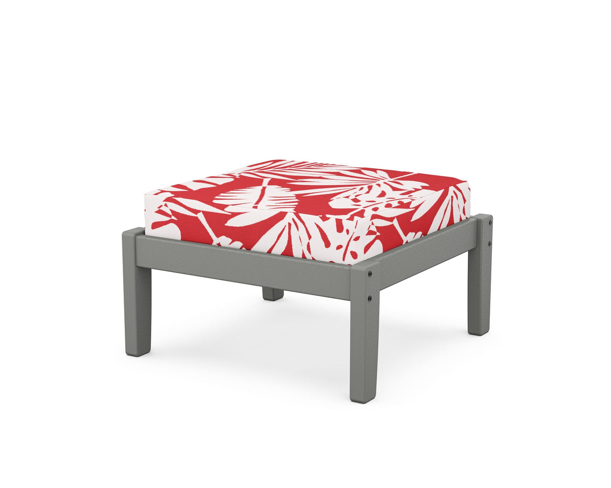 POLYWOOD Deep Seating Ottoman in Slate Grey / Leaf Crimson
