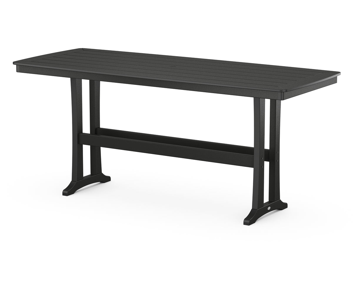 POLYWOOD Nautical Trestle 39" x 97" Bar Table in Black