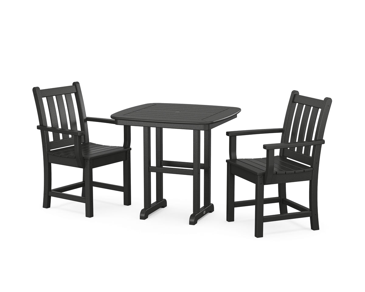 POLYWOOD Traditional Garden 3-Piece Dining Set in Black