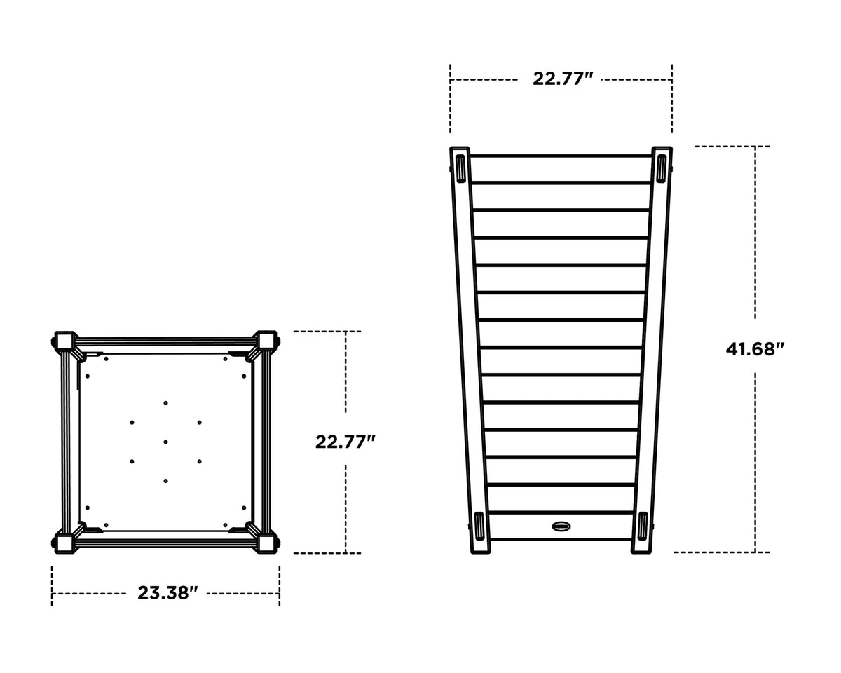 POLYWOOD Nautical Large Tapered Square Tall Planter Box dimensions